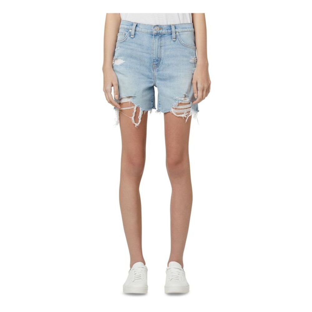 HUDSON Womens High Waist Shorts Light Blue Stretch Ripped Juniors 28